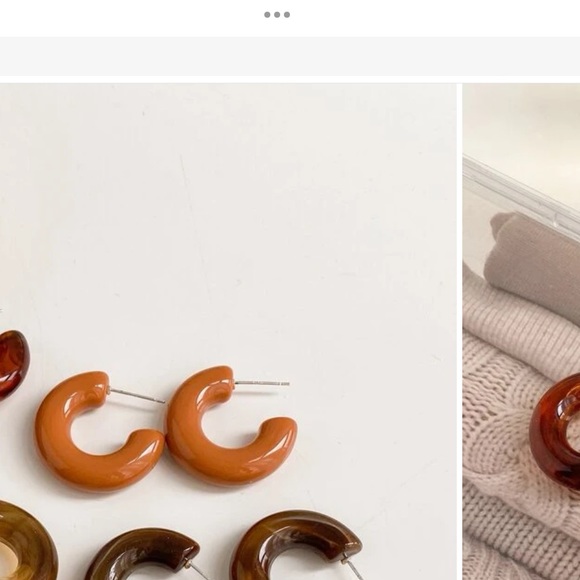 Lucite teardrop curved post earrings hypoallergenic NWT modern chic rust brown - Picture 3 of 4